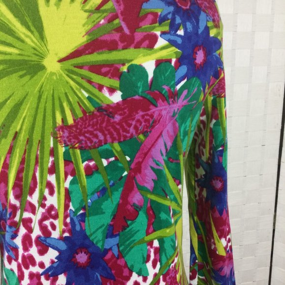 Rafaella Tropical Print Cardigan, Size S - Picture 4 of 7